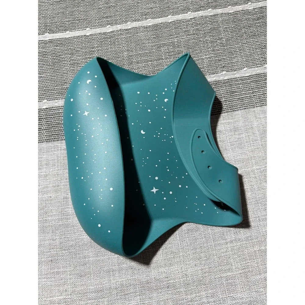 Silicone Baby Bib Teal Celestial Moon Stars Galaxy Print with Food‎ catcher